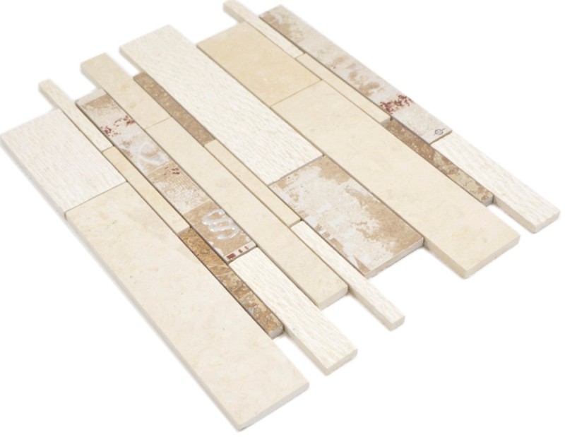 Misto marmo/ceramica beige/colore 3F mosaico piastrelle parete backsplash cucina bagno MOS180-B03STB_f