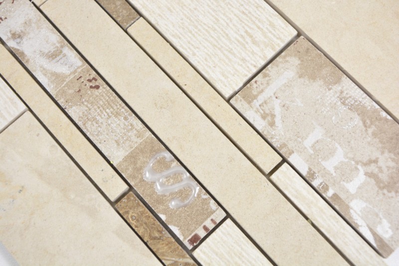 Misto marmo/ceramica beige/colore 3F mosaico piastrelle parete backsplash cucina bagno MOS180-B03STB_f