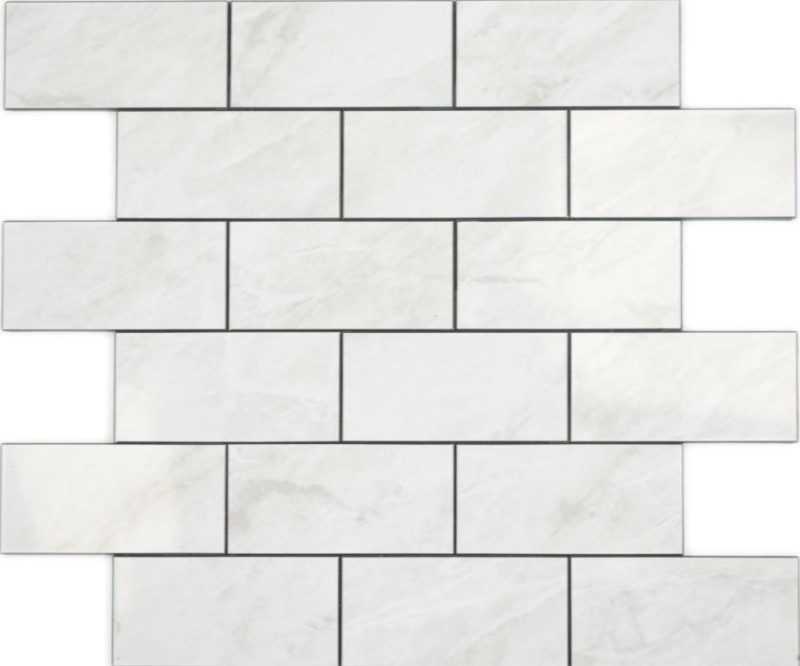 Rettangolo AC effetto pietra Carrara look Subway Level glossy mosaic tile Wall Tile backsplash Kitchen Bathroom MOS200-CLG_f