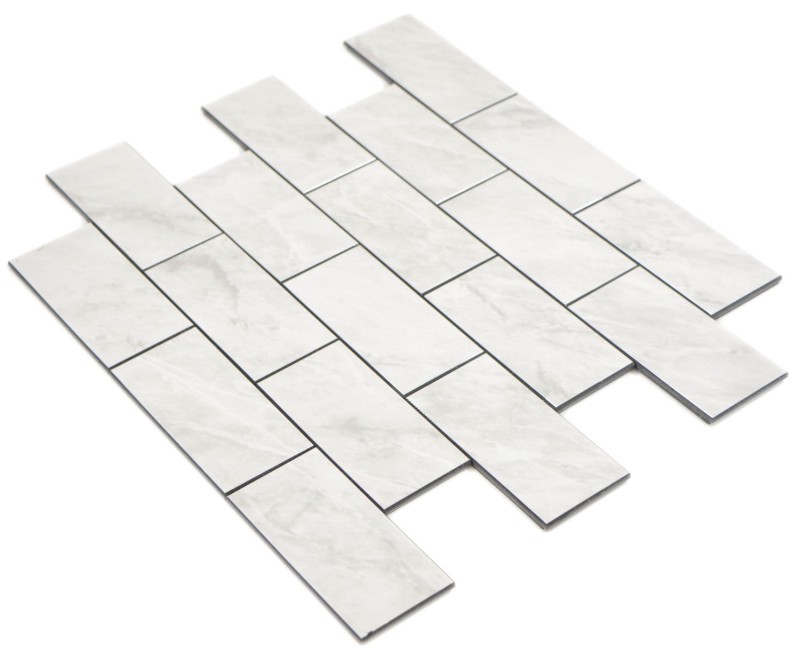 Rettangolo AC effetto pietra Carrara look Subway Level glossy mosaic tile Wall Tile backsplash Kitchen Bathroom MOS200-CLG_f