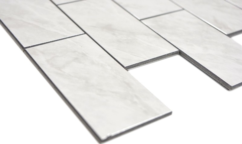 Rettangolo AC effetto pietra Carrara look Subway Level glossy mosaic tile Wall Tile backsplash Kitchen Bathroom MOS200-CLG_f