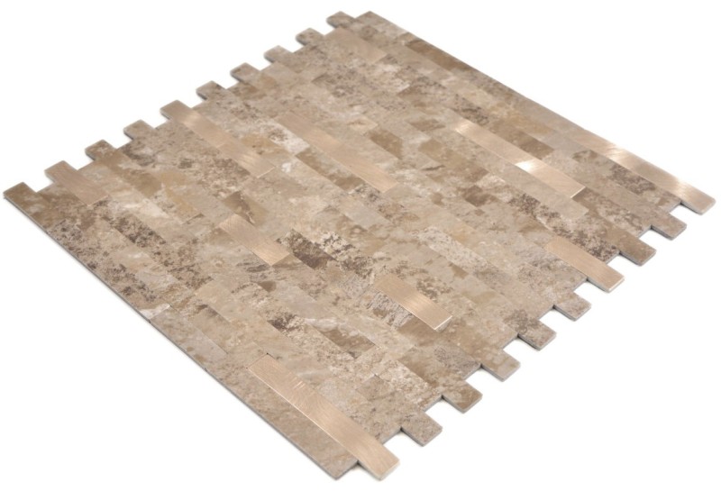 Composito vinilico effetto pietra Limestone marrone/oro piastrelle a mosaico backsplash cucina bagno MOS200-LBG_f