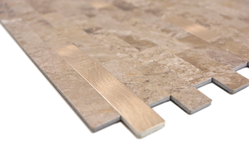 Composito vinilico effetto pietra Limestone marrone/oro piastrelle a mosaico backsplash cucina bagno MOS200-LBG_f
