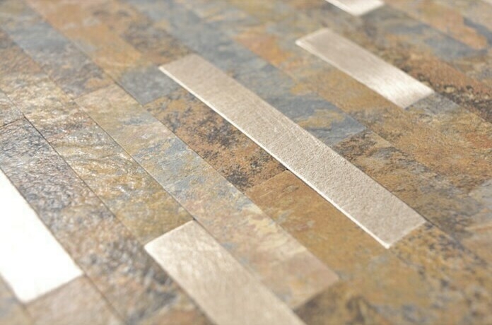 Composito vinilico effetto pietra multi ardesia/oro mosaico piastrelle parete backsplash cucina bagno MOS200-MSG_f