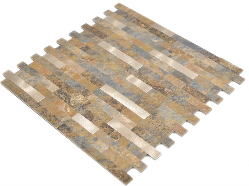 Composito vinilico effetto pietra multi ardesia/oro mosaico piastrelle parete backsplash cucina bagno MOS200-MSG_f