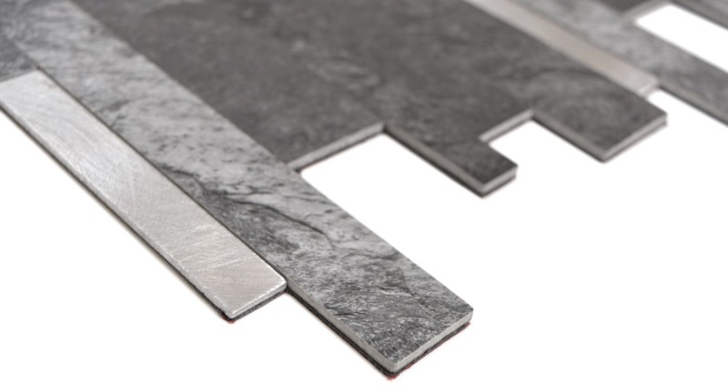Composito vinilico effetto pietra Nero Qaurtz/Argento mosaico piastrelle parete backsplash cucina bagno MOS200-32BS_f