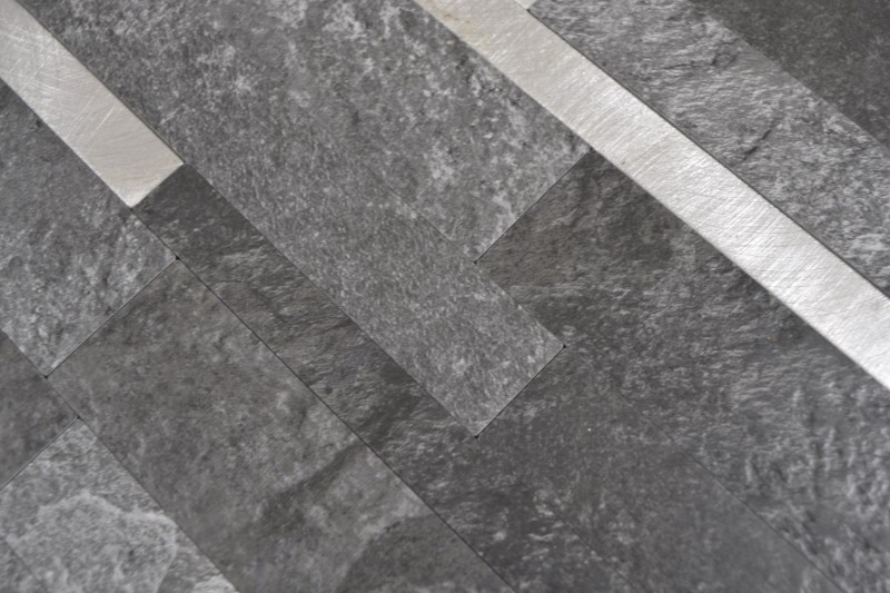 Composito vinilico effetto pietra Nero Qaurtz/Argento mosaico piastrelle parete backsplash cucina bagno MOS200-32BS_f