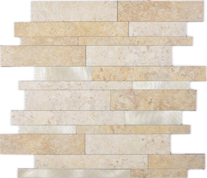 Composito vinilico effetto pietra Limestone marrone/oro piastrelle a mosaico backsplash cucina bagno MOS200-36LBG_f