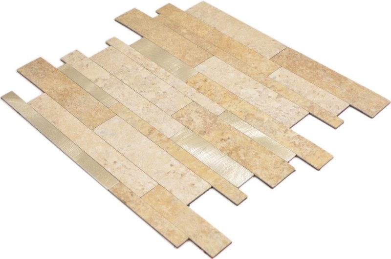Composito vinilico effetto pietra Limestone marrone/oro piastrelle a mosaico backsplash cucina bagno MOS200-36LBG_f