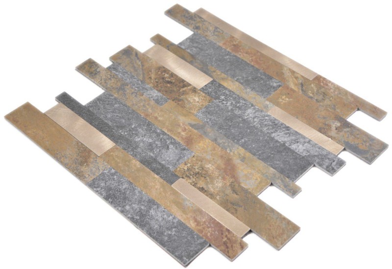 Composito vinilico effetto pietra multi ardesia/oro mosaico piastrelle muro backsplash cucina bagno MOS200-8MSG_f