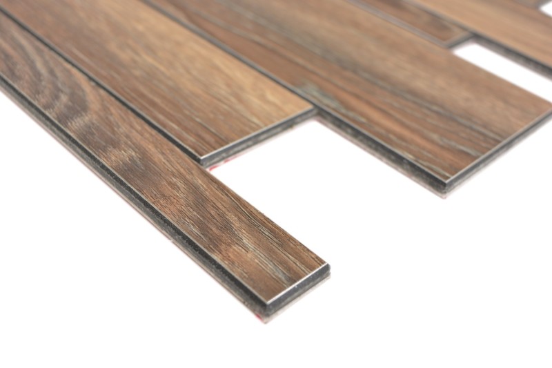 Pannelli a parete autoadesivi effetto legno marrone alzatina cucina piastrellata MOS200-51WBL_f