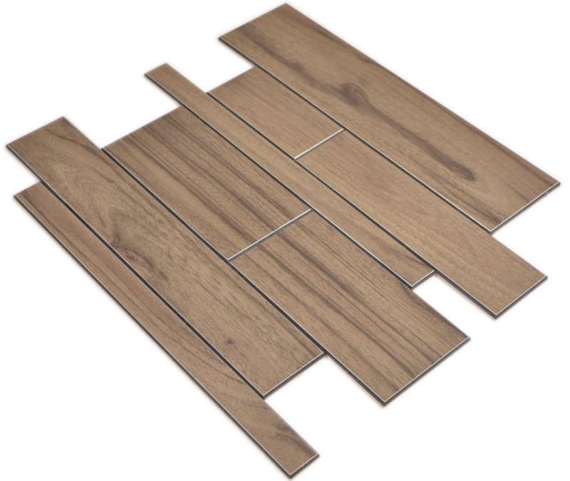 Pannelli a parete autoadesivi effetto legno marrone scuro alzatina cucina piastrellata MOS200-52WDL_f