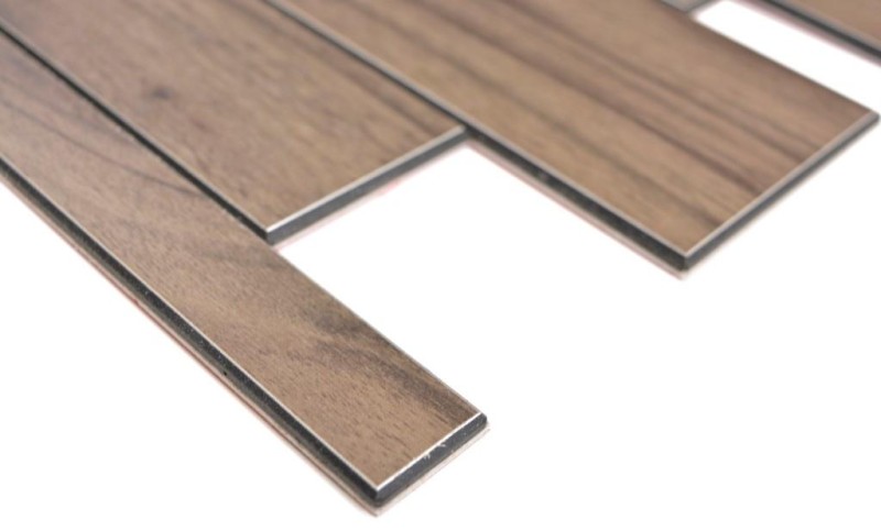 Pannelli a parete autoadesivi effetto legno marrone scuro alzatina cucina piastrellata MOS200-52WDL_f