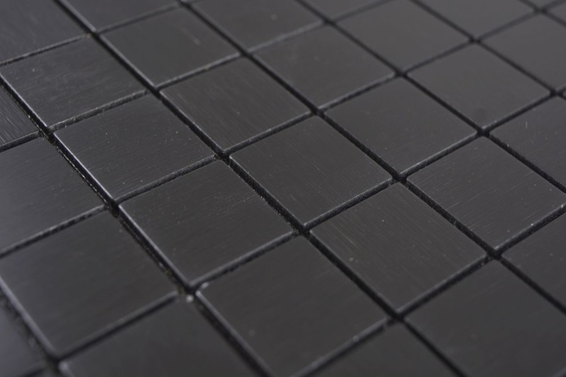 Quadrato in metallo alluminio nero opaco spazzolato autoadesivo MOS200-L3B_f