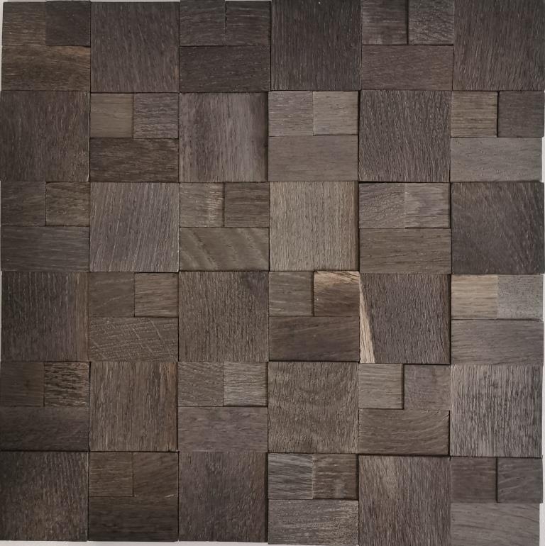 Pannello di legno a mosaico rivestimento marrone scuro 3D autoadesivo parete cucina piastrelle backsplash MOS170-11B_f