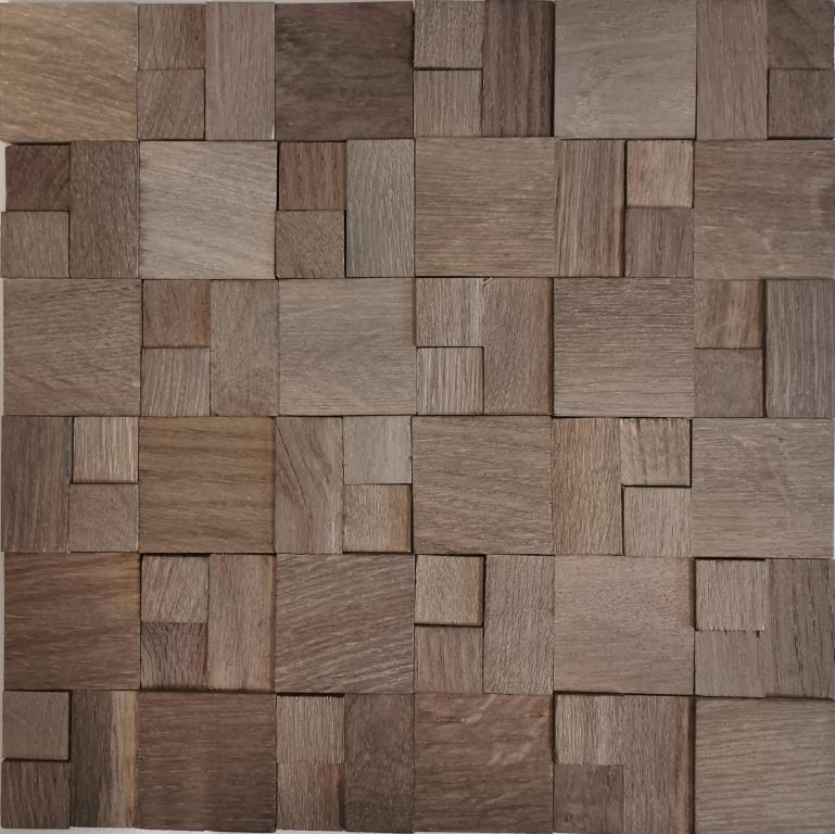 Pannello di legno a mosaico rivestimento noce marrone 3D autoadesivo parete cucina piastrelle backsplash MOS170-22G_f