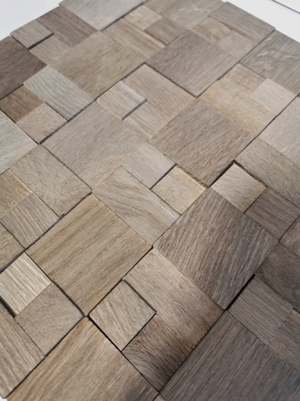 Pannello di legno a mosaico rivestimento noce marrone 3D autoadesivo parete cucina piastrelle backsplash MOS170-22G_f