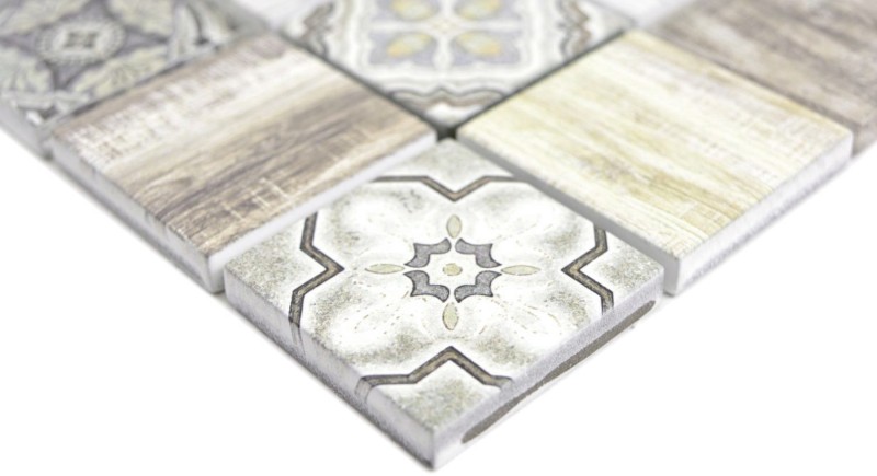 Mosaico di vetro mix crema marrone piastrelle mosaico muro backsplash cucina effetto legno bagno MOS160-w100_f