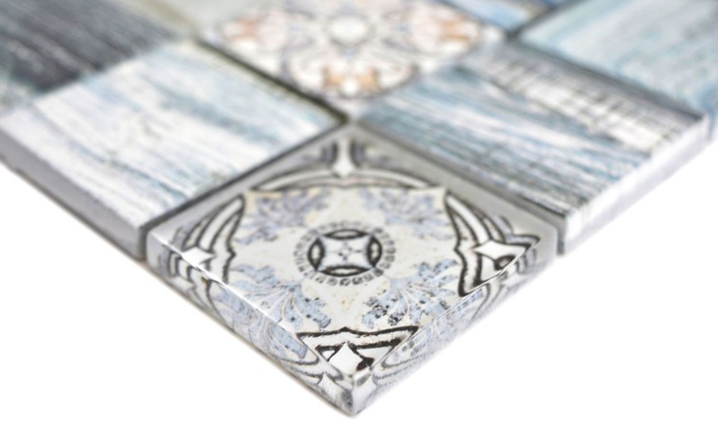Mosaico di vetro mix azzurro piastrelle mosaico muro backsplash cucina legno look bagno MOS160-w300_f