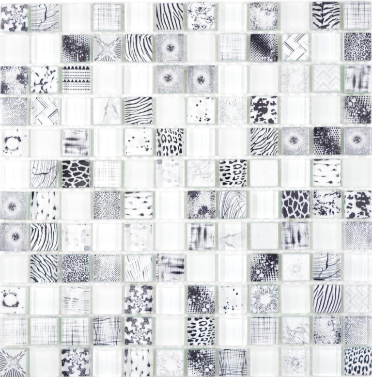 Quadrato Crystal mix super white mosaico piastrelle muro backsplash cucina doccia bagno MOS74-0203_f
