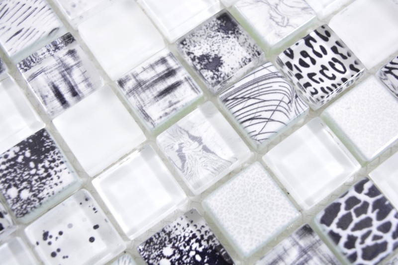 Quadrato Crystal mix super white mosaico piastrelle muro backsplash cucina doccia bagno MOS74-0203_f