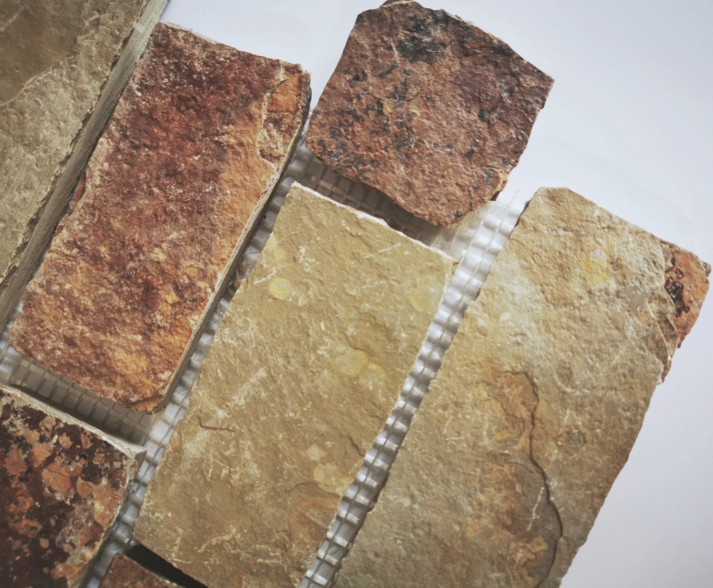 Piastrella di ardesia a mosaico pietra naturale mattone marrone ruggine backsplash piastrelle mosaico tappetino pannello mosaico splashback - MOS34-1204
