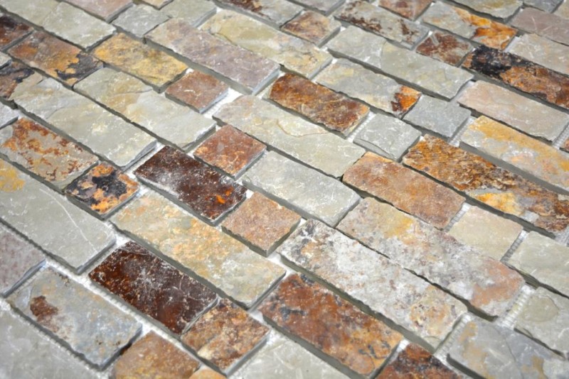 Piastrella di ardesia a mosaico pietra naturale mattone marrone ruggine backsplash piastrelle mosaico tappetino pannello mosaico splashback - MOS34-1204