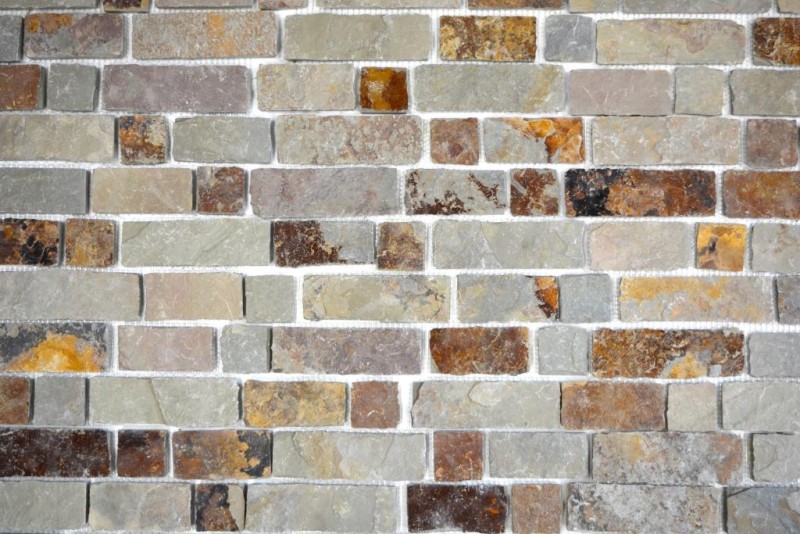 Piastrella di ardesia a mosaico pietra naturale mattone marrone ruggine backsplash piastrelle mosaico tappetino pannello mosaico splashback - MOS34-1204