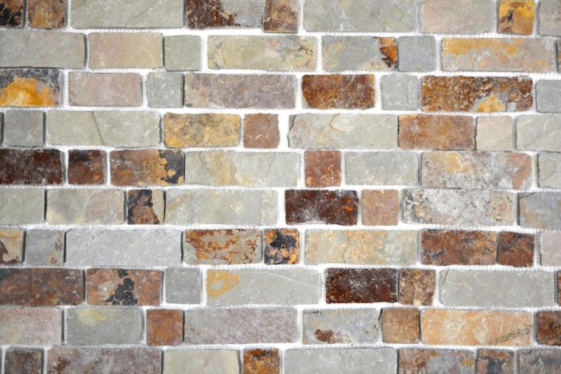 Piastrella di ardesia a mosaico pietra naturale mattone marrone ruggine backsplash piastrelle mosaico tappetino pannello mosaico splashback - MOS34-1204