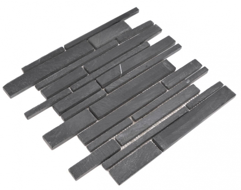 Piastrella di ardesia a mosaico in pietra naturale mattone antracite nero Tappetino per alzatina a parete - MOS34-0206
