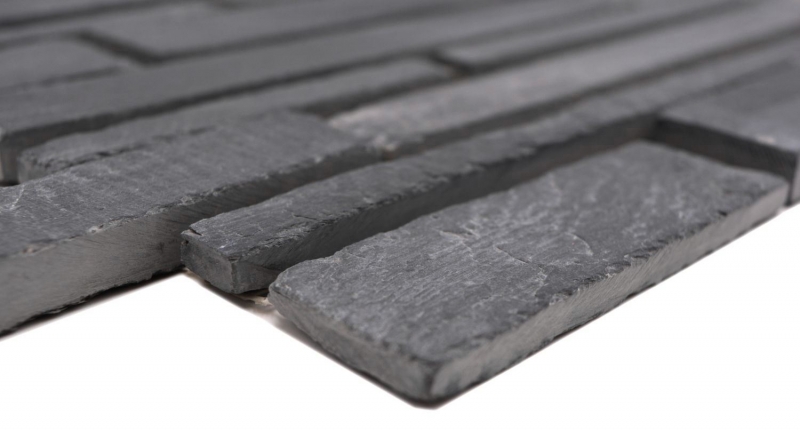 Piastrella di ardesia a mosaico in pietra naturale mattone antracite nero Tappetino per alzatina a parete - MOS34-0206