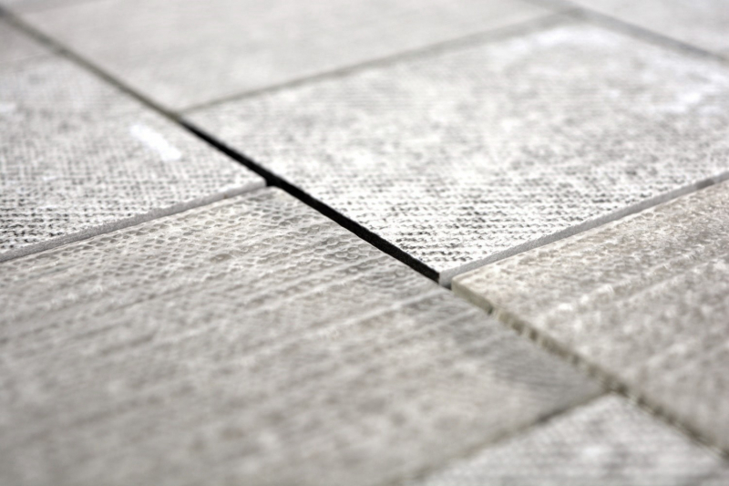 Piastrella di mosaico in ceramica misto vetro rettangolo aspetto tessile grigio marrone screziato backsplash - MOS88J-1202