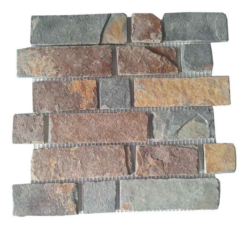 Piastrella di mosaico dipinta a mano ardesia pietra naturale mattone marrone ruggine MOS34-1204_m