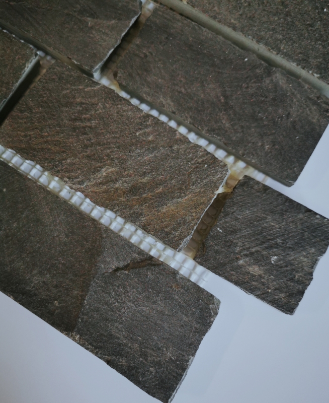 Mosaico dipinto a mano in ardesia pietra naturale Brick antracite Black Jack MOS34-0208_m