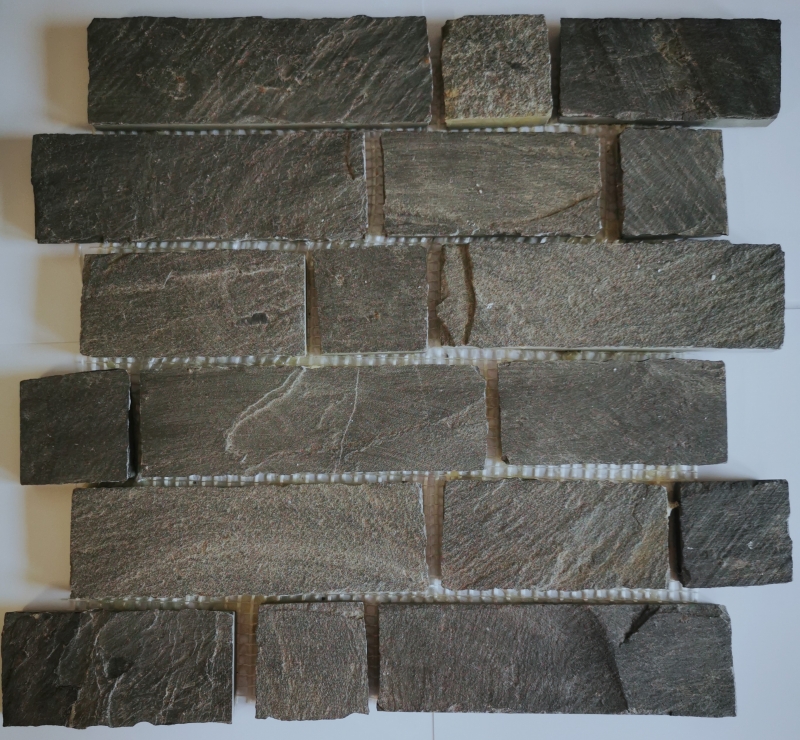 Mosaico dipinto a mano in ardesia pietra naturale Brick antracite Black Jack MOS34-0208_m