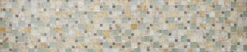 Piastrella di mosaico decorata a mano Backsplash di piastrelle Oro ambrato traslucido Mosaico di vetro combinato Pietra di cristallo Onyx Elegance oro MOS88-MC649_m