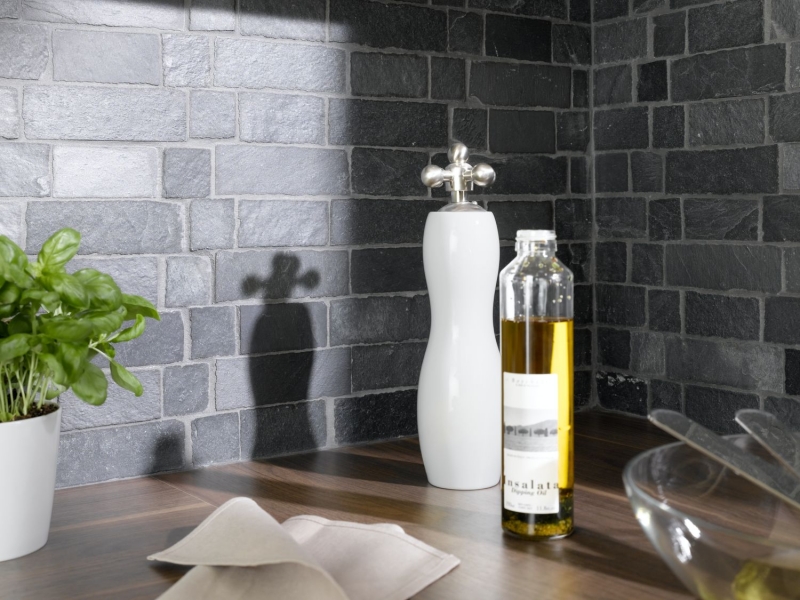 Piastrella a mosaico ardesia pietra naturale Brick antracite Black Jack MOS34-0208_f
