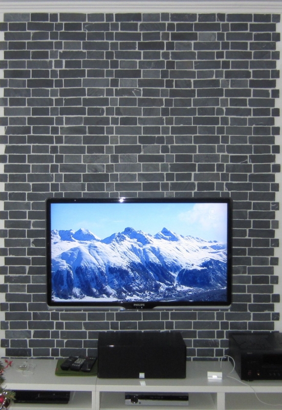 Piastrella a mosaico ardesia pietra naturale Brick antracite Black Jack MOS34-0208_f