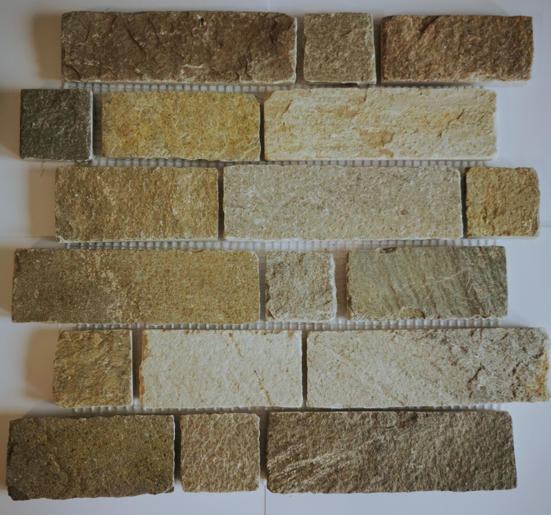 Piastrella a mosaico ardesia pietra naturale mattone beige chiaro MOS34-1202_f