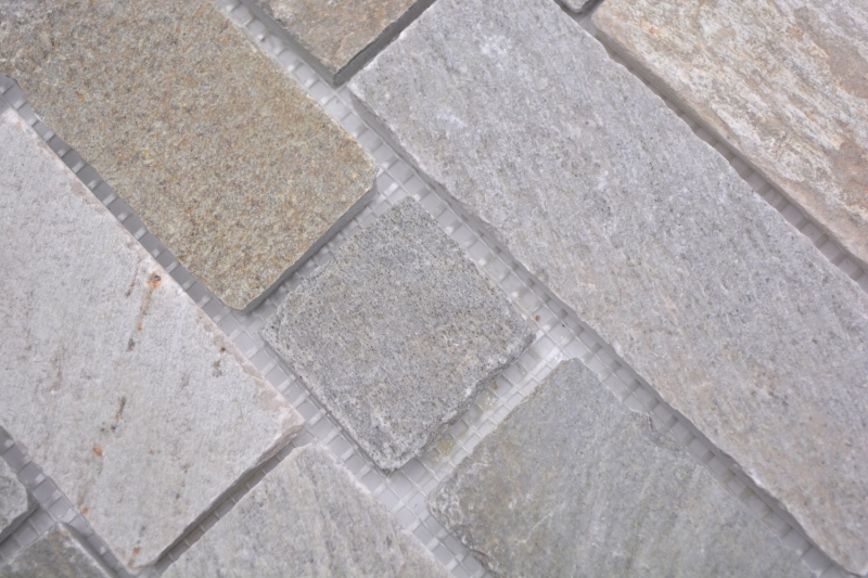 Piastrella a mosaico ardesia pietra naturale mattone beige chiaro MOS34-1202_f