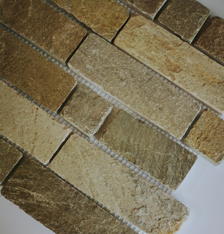Piastrella a mosaico ardesia pietra naturale mattone beige chiaro MOS34-1202_f
