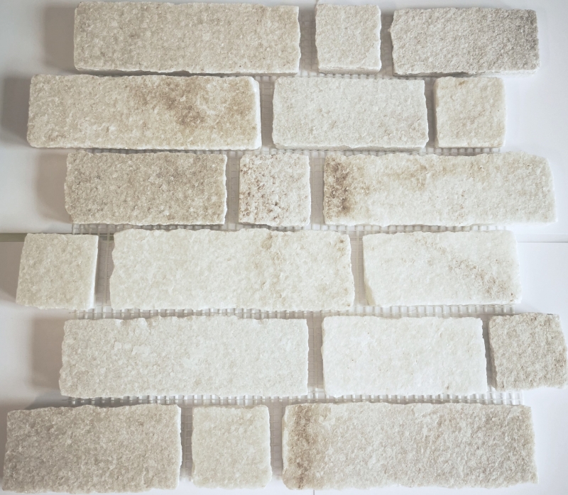 Piastrella a mosaico ardesia pietra naturale mattone bianco MOS34-0102_f
