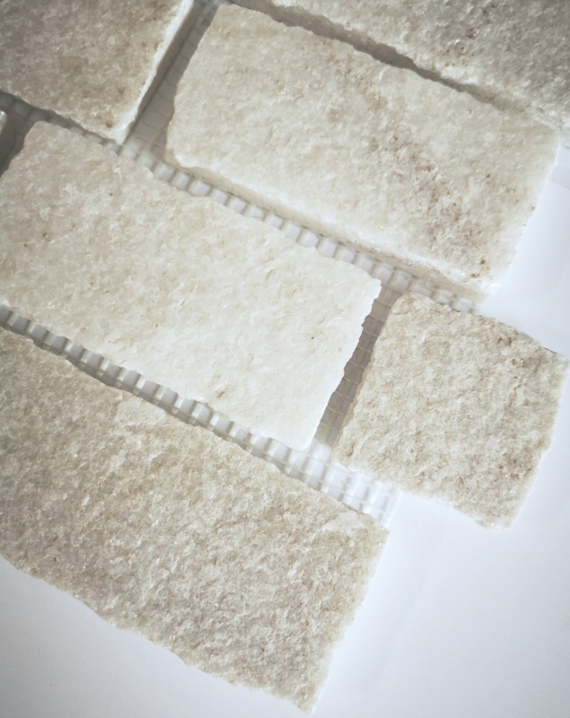 Piastrella a mosaico ardesia pietra naturale mattone bianco MOS34-0102_f