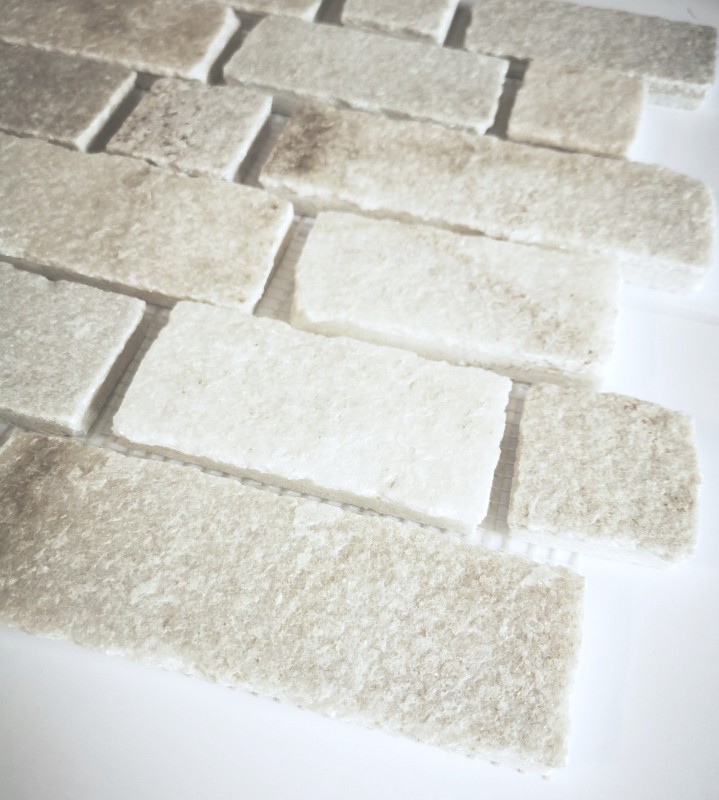 Piastrella a mosaico ardesia pietra naturale mattone bianco MOS34-0102_f