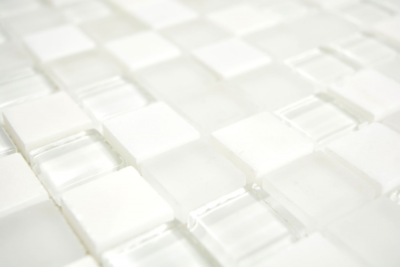 Mano modello quadrato cristallo / pietra mix super bianco mosaico piastrelle parete backsplash cucina bagno MOS72-0001_m