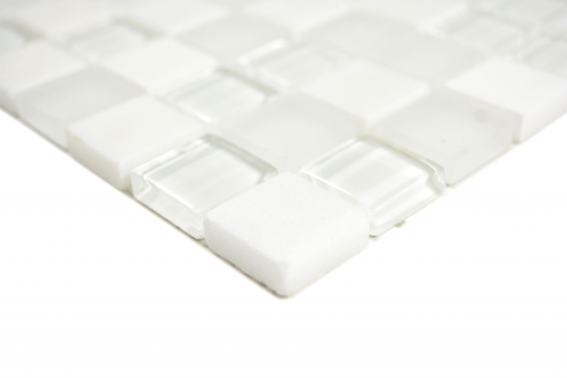 Mano modello quadrato cristallo / pietra mix super bianco mosaico piastrelle parete backsplash cucina bagno MOS72-0001_m