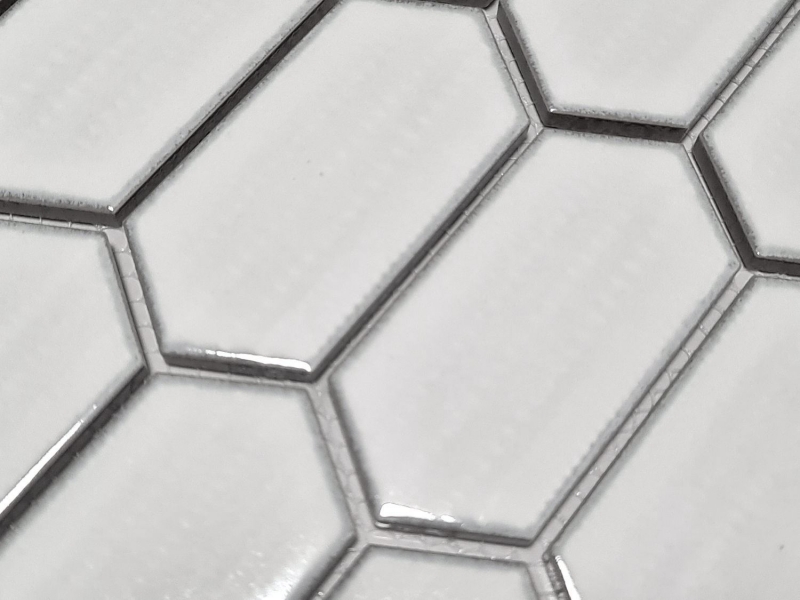 Piastrella di mosaico esagonale in ceramica bianca lucida backsplash cucina piastrelle da bagno - MOS11J-471