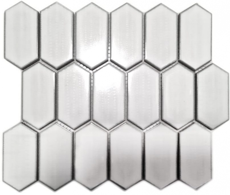 Piastrella di mosaico in ceramica esagonale bianco lucido backsplash cucina MOS11J-471_f
