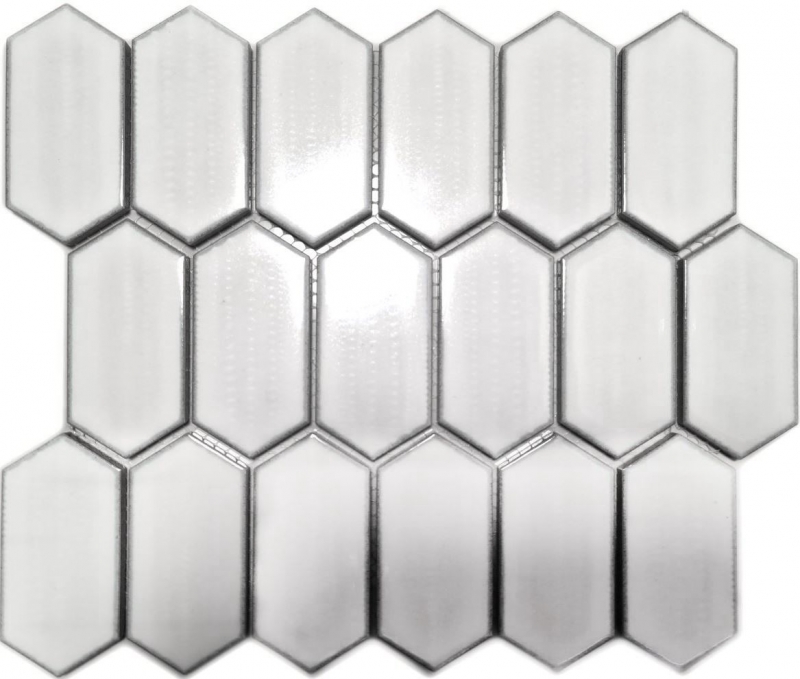 Piastrella di mosaico dipinta a mano mosaico ceramico esagonale bianco lucido backsplash cucina MOS11J-471_m