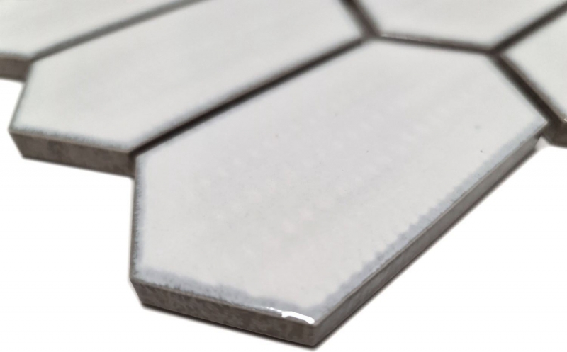 Piastrella di mosaico dipinta a mano mosaico ceramico esagonale bianco lucido backsplash cucina MOS11J-471_m